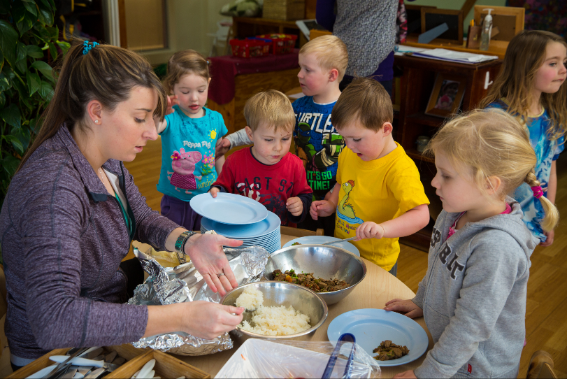 mealtimes at childcare; eating with kids